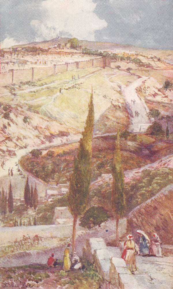 ISRAEL. North-east end of Jerusalem & Mizpah Mount Olives 1902 old print